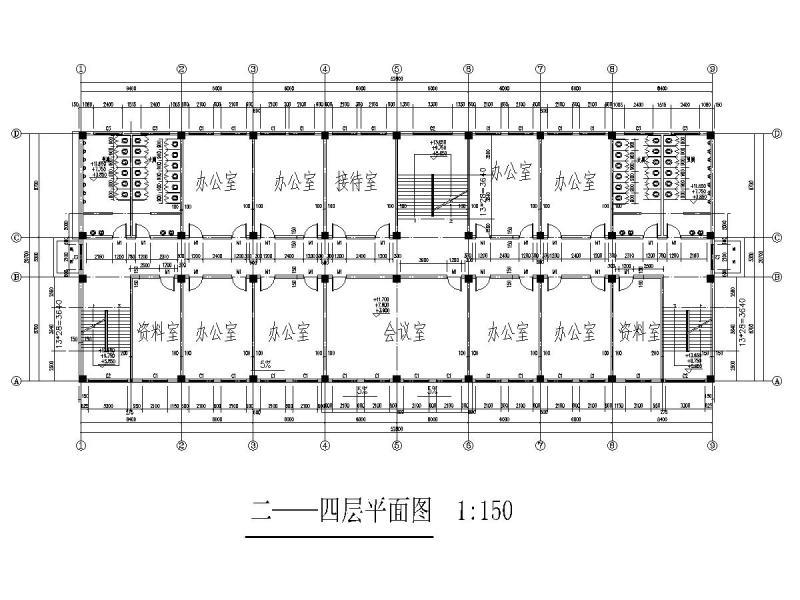 5层框架结构中学办公楼毕业设计方案（建筑图纸、结构图纸） - 2