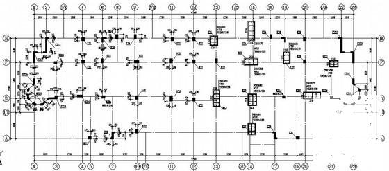 13层桩基础框剪结构商住楼结构设计CAD施工图纸(平面布置图) - 1