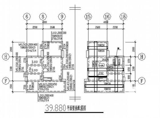 13层桩基础框剪结构商住楼结构设计CAD施工图纸(平面布置图) - 4