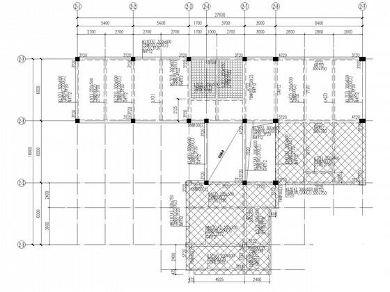 两层独立基础框架结构咖啡厅结构CAD施工图纸（7度抗震）(梁配筋图) - 1