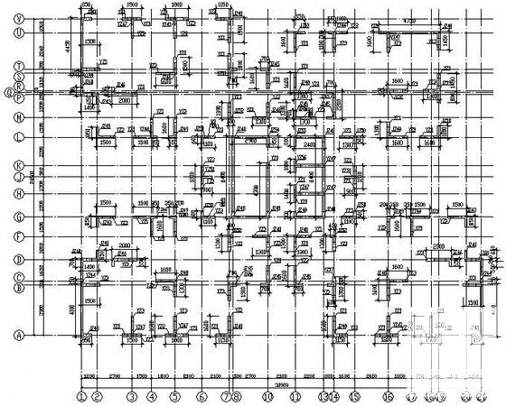 15层剪力墙结构住宅楼结构设计CAD施工图纸(筏板平面配筋图) - 3