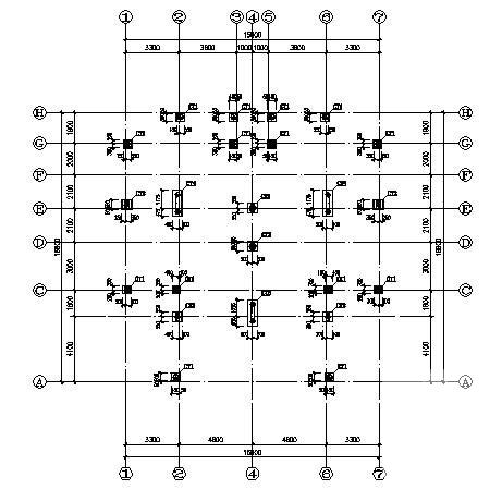 3层框架别墅住宅楼结构CAD施工图纸(平面布置图) - 1