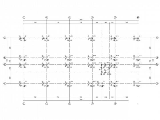 4层独立基础框架结构宾馆结构CAD施工图纸（6度抗震）(平面布置图) - 1