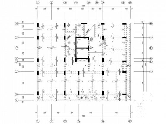 带地下室13层框剪办公楼结构设计CAD施工图纸（筏型基础）(剪力墙配筋) - 1