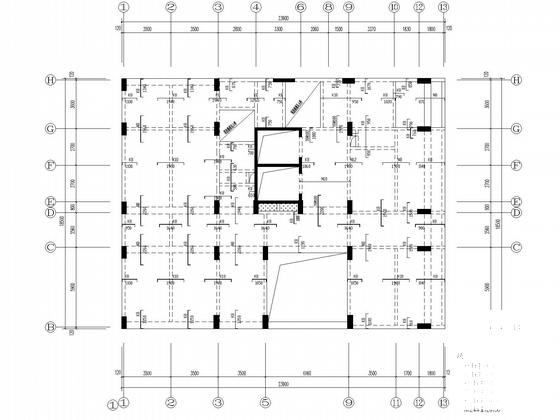 带地下室13层框剪办公楼结构设计CAD施工图纸（筏型基础）(剪力墙配筋) - 4