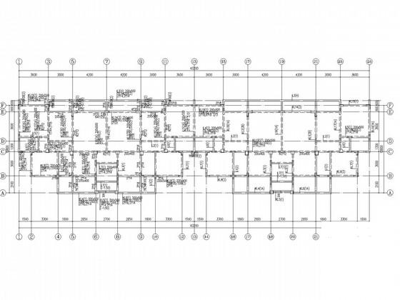 6层桩基础异形柱框架住宅楼结构CAD施工图纸（6度抗震）(平面布置图) - 1