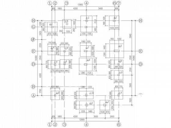 3层独立基础框架别墅结构设计CAD施工图纸 - 2