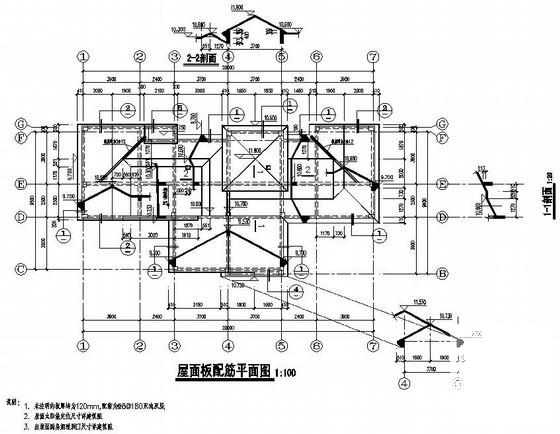 3层坡屋面双拼别墅结构设计方案CAD图纸 - 2