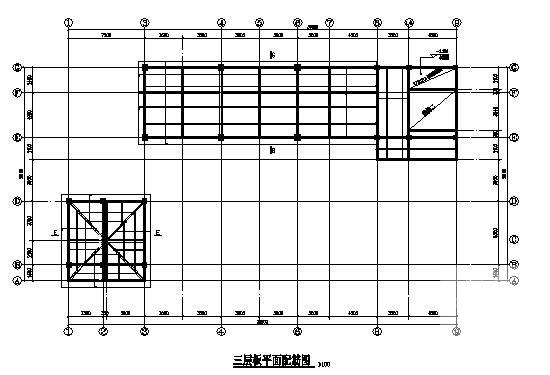 3层框架结构学生食堂结构CAD施工图纸（桩基础）(平面布置图) - 2