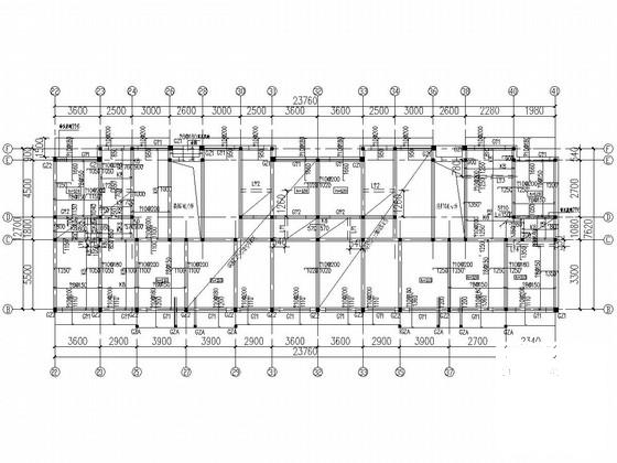 5层条形基础框架结构住宅楼结构CAD施工图纸（7度抗震）(平面布置图) - 2