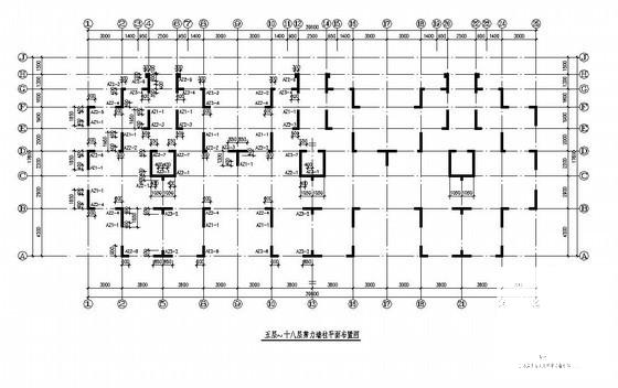 18层剪力墙高层住宅楼建筑结构设计CAD施工图纸(平面布置图) - 1