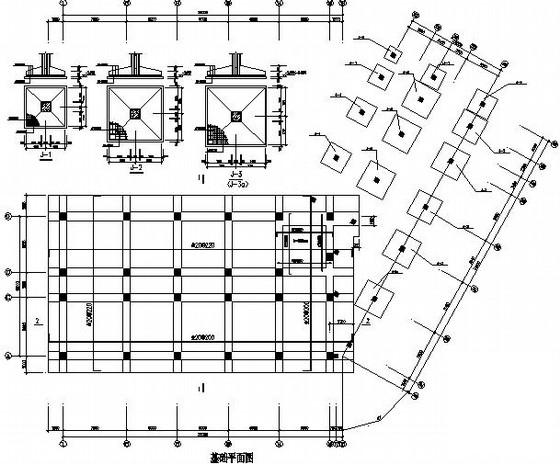 16层框架结构办公综合楼结构设计CAD施工图纸(基础平面图) - 1