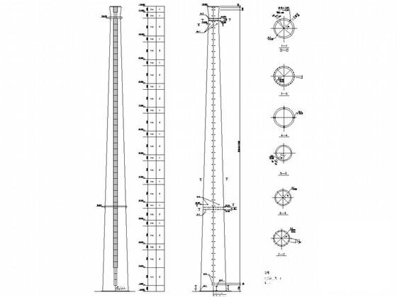 120米混凝土烟囱结构设计CAD施工图纸(立面图) - 1