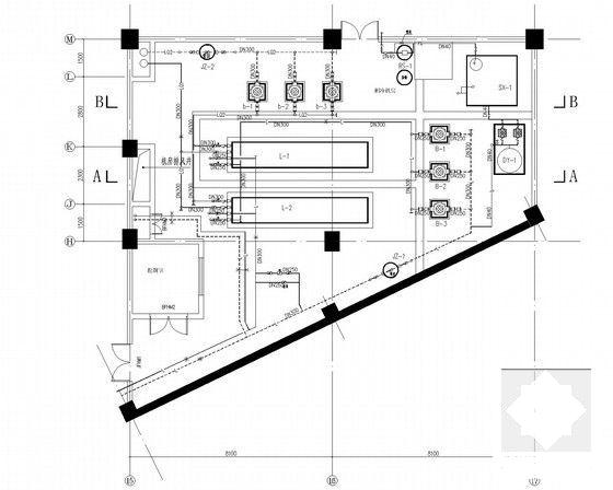 4层商业广场空调通风系统设计CAD施工图纸（制冷机房冷热源系统） - 4