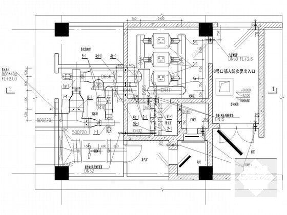 9层商业综合楼空调通风及防排烟CAD施工图纸（人防设计）(离心式冷水机组) - 4