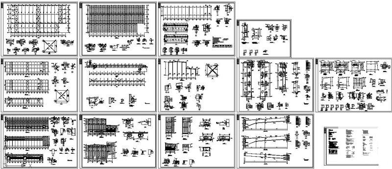 钢结构工业车间(带附房和吊车)结构设计方案CAD图纸 - 1