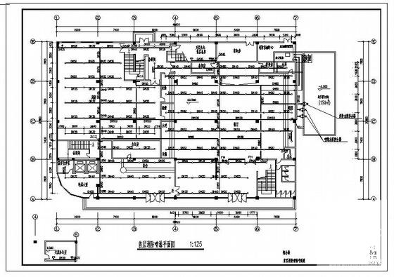 6层酒店消防喷淋CAD施工图纸(建筑面积) - 1