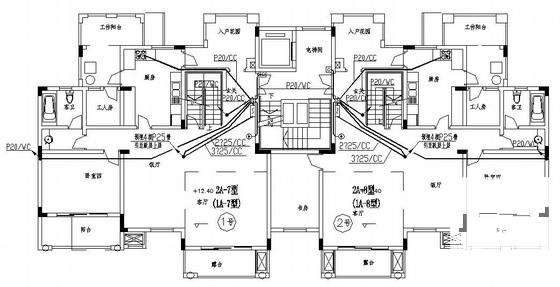 高档花园小区8层洋房电气CAD施工图纸(平面布置图) - 2