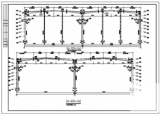 带吊车两连跨厂房结构设计方案CAD图纸 - 2