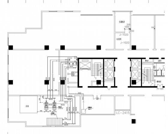 29层商业宾馆办公综合楼通风空调排烟系统设计CAD施工图纸（机房）(离心式冷水机组) - 2