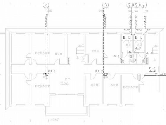 4层学校办公楼给排水消防设计CAD施工图纸(卫生间大样) - 1