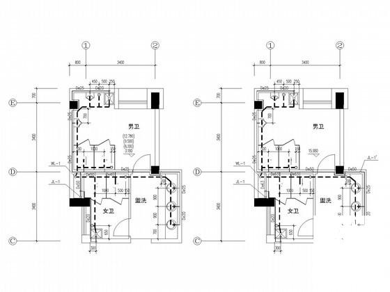 7层办公楼建筑给排水CAD施工图纸(消防水池及泵房) - 3