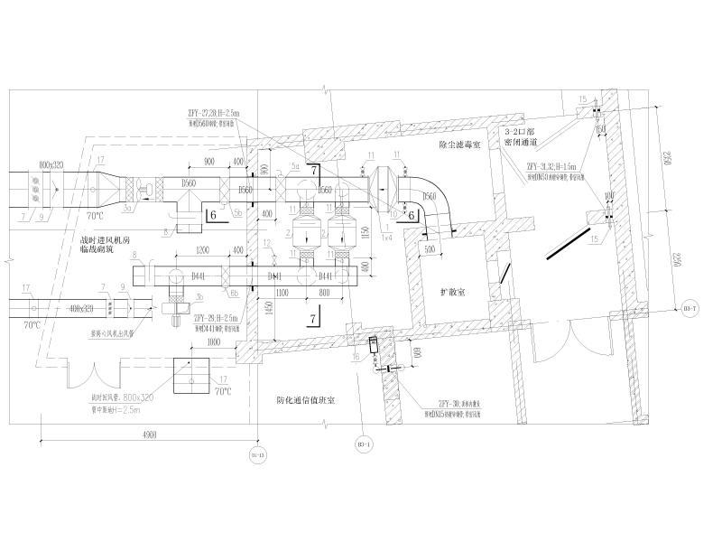 第三防护单元战时进风口部大样图