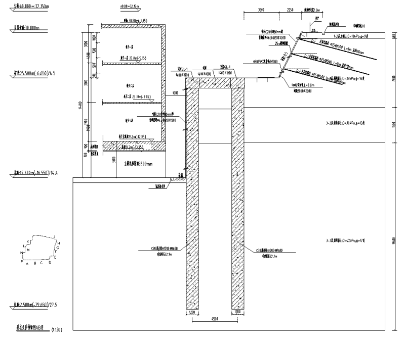 基坑支护剖面图1