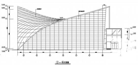 体育中心钢框架幕墙结构CAD施工图纸（桁架结构） - 3