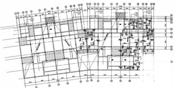 6层筏板基础砖混结构住宅楼结构CAD施工图纸（抗震不设防）(平面布置图) - 1