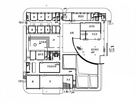 大学建筑系馆建筑方案设计CAD图纸（实景照片、初设图纸）(总平面) - 3