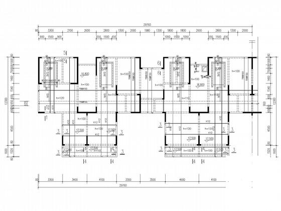 4层筏形基础剪力墙住宅楼结构CAD施工图纸(带地下室)(板配筋图) - 2