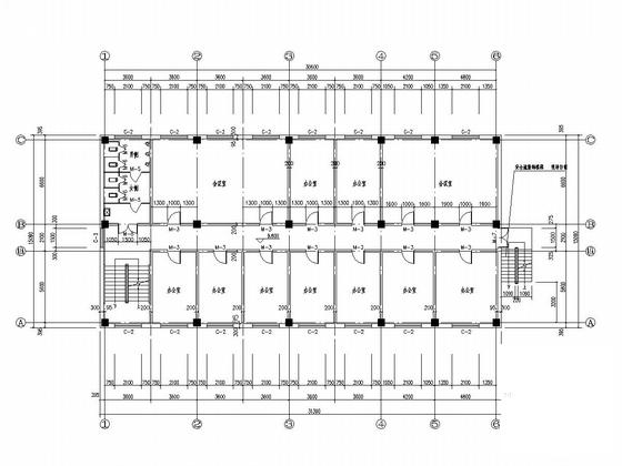 3层采掘办公楼框架结构CAD施工图纸（建筑图纸） - 4