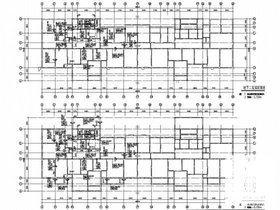 26层剪力墙结构住宅楼结构CAD施工图纸（地下两层）(平面布置图) - 3