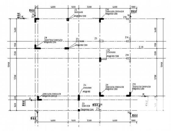 框架结构别墅CAD施工图纸（3层独立基础）(平面布置图) - 2