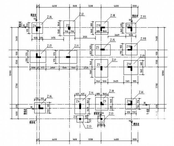 框架结构别墅CAD施工图纸（3层独立基础）(平面布置图) - 3