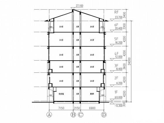 6层框架结构综合实验楼结构CAD施工图纸(基础平面图) - 1