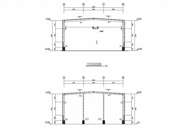 20米跨门式刚架钢结构厂房结构CAD施工图纸（7度抗震）(平面布置图) - 4