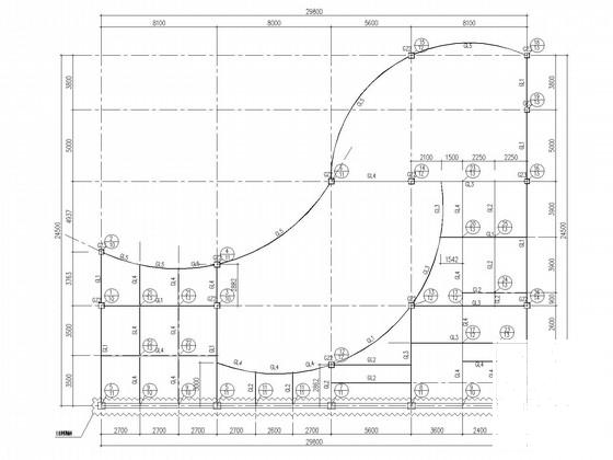 两层独立基础钢框架办公楼结构CAD施工图纸(平面布置图) - 1