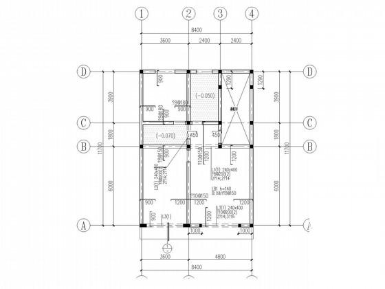 新农村拆迁安置小区砌体住宅结构CAD施工图纸（条形基础）(二层梁板配筋) - 1