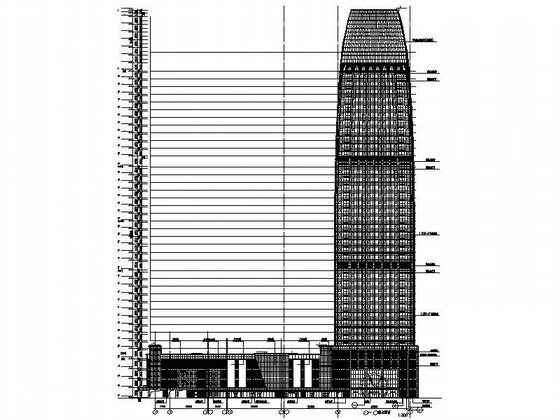 38层超高层商业办公综合体建筑CAD图纸（框架剪力墙，现代更高） - 3