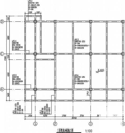 宾馆裙楼改造加固工程结构CAD施工图纸 - 2