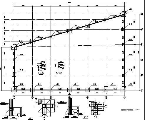 门式刚架钢结构异形厂房结构CAD施工图纸(平面布置图) - 1