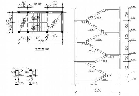 砖混结构新农村住宅楼结构CAD施工图纸（4层条形基础）(平面布置图) - 4