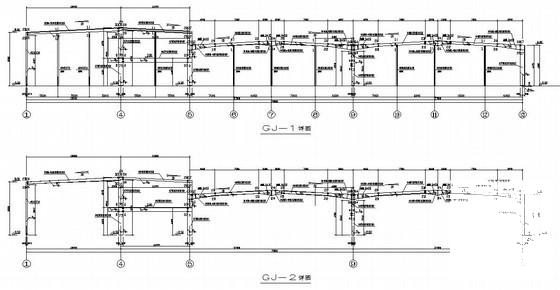 钢结构汽车4S店结构施工图纸（建筑施工CAD图纸）(平面布置图) - 3