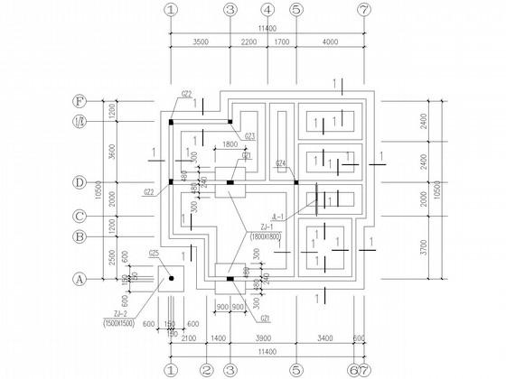 3层新农村小康家庭住宅楼结构CAD施工图纸(建施)(基础平面图) - 2