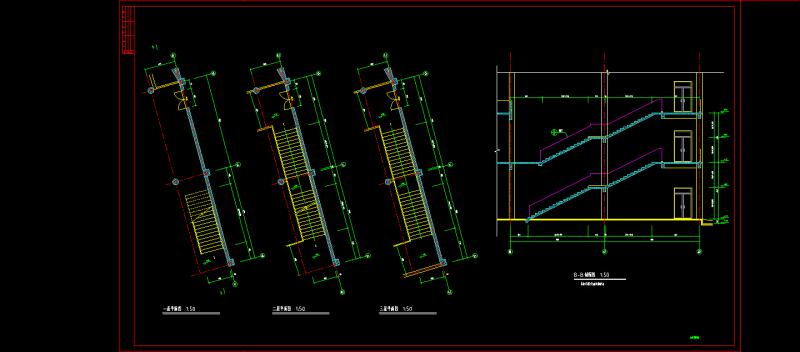 商业街建筑CAD施工图纸（及效果图纸）(钢筋混凝土结构) - 3