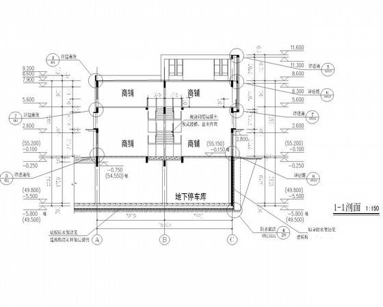 商贸物流中心2层端头商铺建筑施工CAD图纸（现代风格） - 2