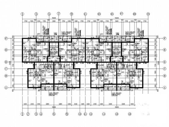 6度抗震三栋6层砌体结构保障房结构CAD施工图纸(平面布置图) - 2