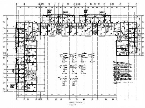 6度抗震三栋6层砌体结构保障房结构CAD施工图纸(平面布置图) - 3